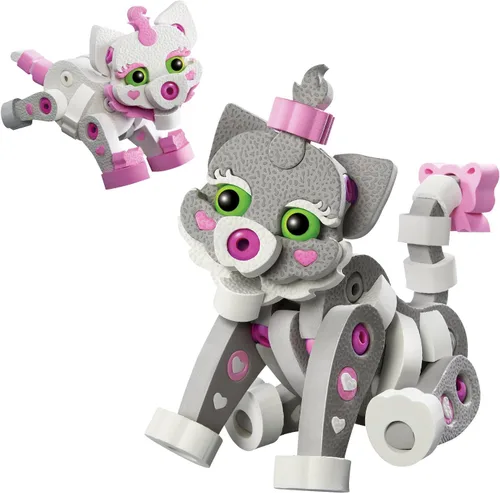 Bloco Toys Cat & Kitten | Juguete STEM | Juego de construcción de construcción de bricolaje (180 piezas)
