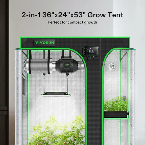 Vista 2 de Vivosun 2 en 1 Carpa reflectante Mylar para Sistema de Cultivo Hidropónico Interior 3x2', 4x3', 5x4', 9x4