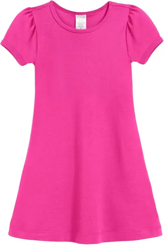 City Threads Vestido casual de manga corta abombada para niñas pequeñas y niños, 100% algodón suave de punto jersey