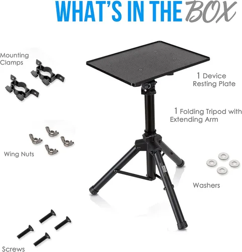 Vista 7 de Pyle Soporte universal ajustable para proyectores, trípode resistente para portátiles, computadoras, equipos de DJ y proyectores, ideal