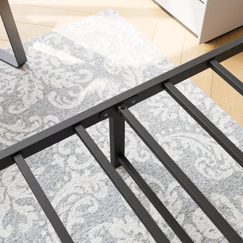Vista 5 de Majnesvon Base de cama de plataforma de metal, base de cama de metal con cabecera y estribo, base de colchón, no necesita somier, fácil montaje
