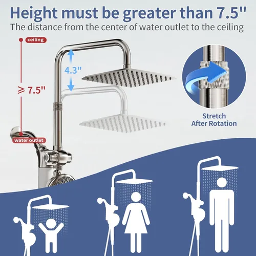 Vista 4 de SINGSUO Filtered Rain Shower Head with Handheld Spray Combo, High Pressure Dual Shower Head with Filter for Hard Water, Modern Magnetix Double