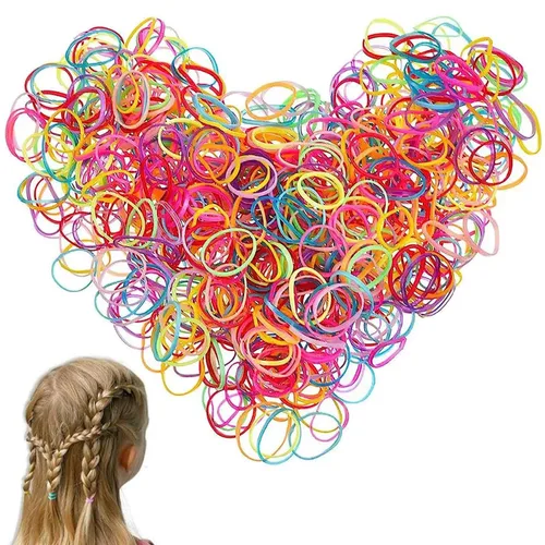Vista 8 de OIG Brands 1500 soportes para cola de caballo, bandas de goma sin daños para bebés y niñas pequeñas, elásticos para el cabello pequeños de 1 pulgada
