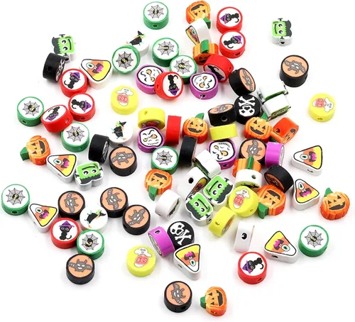 Vista 18 de 100 piezas de cuentas de arcilla polimérica Heishi espaciadoras mixtas, suministros para hacer pulseras, pendientes, collares de bricolaje