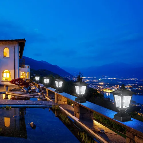 Vista 2 de Luces solares para postes al aire libre, luces solares para postes de valla, impermeables, para valla de madera, terraza, patio, jardín, decoración