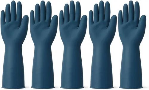 (5 Pairs) Colorful Rubber Gloves for Dishwashing&Household Comfortable Fit, Reusable Latex, Non-Slip, Made in Korea