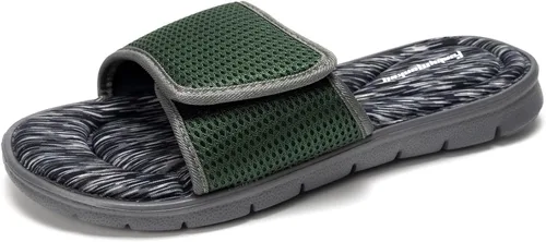 Vista 8 de FUNKYMONKEY Sandalias de espuma viscoelástica para hombre, sandalias deslizantes ajustables con correa gráfica para exteriores