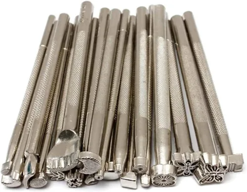 Vista 5 de 20 unids cuero estampado herramientas cuero trabajo silla de montar hacer sellos herramienta cuero sello Punch Set