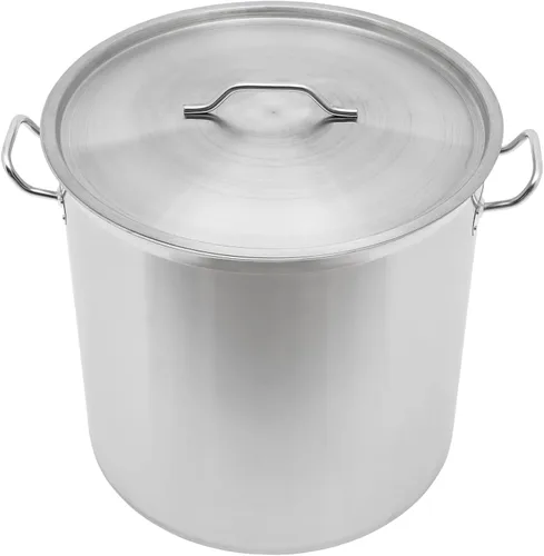 Vista 6 de Olla de acero inoxidable de 100 cuartos de galón con tapa, olla grande de 19.7 x 19.7 pulgadas, olla de acero inoxidable para comedor, tienda