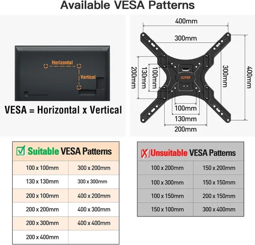 Vista 7 de ELIVED - Soporte de pared para TV de brazo largo para la mayoría de televisores de 26 a 60 pulgadas, extensión de 29.5 pulgadas con giro
