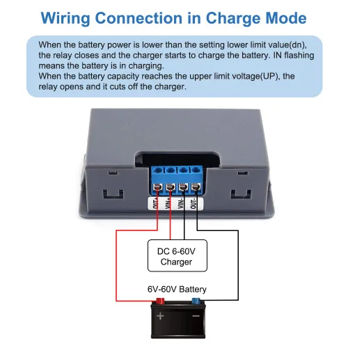 Vista 4 de Desconexión de Baja Tensión, ICSTATION DC 6V-60V 20A Controlador de Carga y Descarga, Corte de Baja Tensión, Protector de Sobrecarga y Sobredescarga