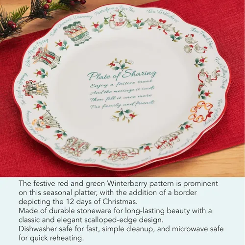 Vista 3 de Pfaltzgraff Winterberry - Plato para compartir de 12 días, 13 pulgadas