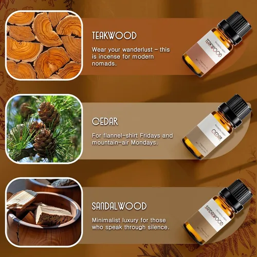 Vista 3 de RAINBOW ABBY Juego de aceites aromáticos para caballeros, cuero, ron de laurel, madera de teca, cedro, tabaco dulce, sándalo para aromaterapia