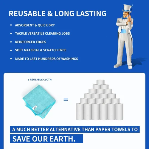 Vista 4 de Mr. Siga, paño para limpieza de microfibra, 24 unidades, tamaño: 12.6 x 12.6 pulgadas