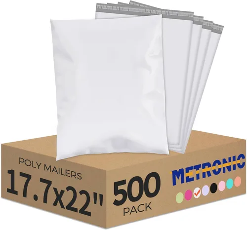 Vista 9 de Metronic Sobres de polietileno de 14.5 x 19 pulgadas, 100 unidades, bolsas de envío adhesivas fuertes para ropa, sobres de envío impermeables y a