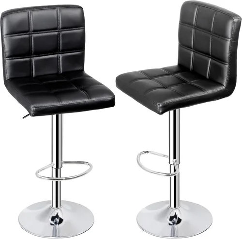 Vista 6 de ZenStyle Taburetes de bar de altura de mostrador, juego de 2 taburetes de bar giratorios ajustables, sillas de cuero PU para taburete de cocina