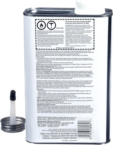 Vista 2 de 3M Specialty Removedor de adhesivo 38984, transparente, a base de disolvente, fácil eliminación de residuos, 1 cuarto de galón