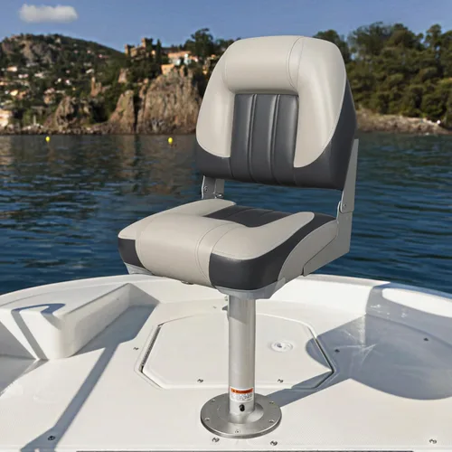Vista 8 de ERGOSEAT Elite - Asiento plegable para lancha, respaldo bajo, asientos plegables para barco de pesca, paquete de 2, carbón/gris claro