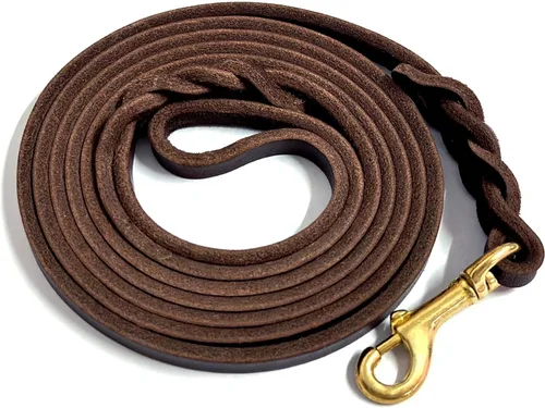 Vista 14 de Correa de cuero para perro Guiding Star 8 pies, Correas de perro resistentes, Correa de entrenamiento de cuero trenzado suave hecha a mano