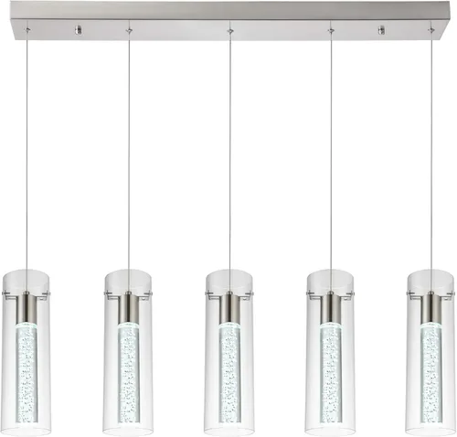 Vista 18 de Lámpara colgante de 3 luces LED para cocina, lámpara colgante de cilindro de burbujas de níquel cepillado con longitud ajustable para cocina, isla