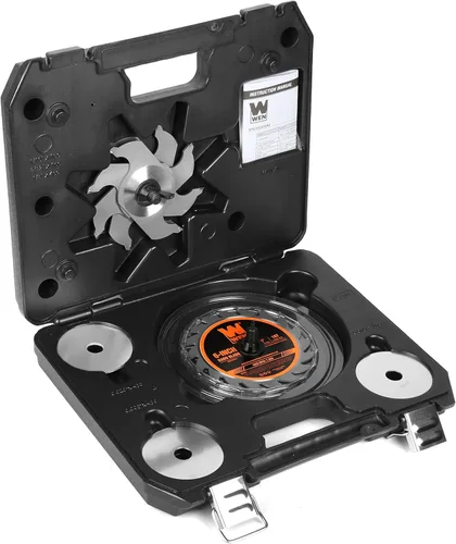 Vista 6 de WEN BL067D - Juego de hojas de dado apiladas con punta de carburo de 18 dientes de 6 pulgadas y 18 dientes para sierras de mesa de 8-1/4 y 10
