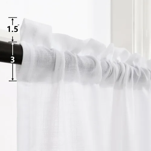 Vista 10 de Mrs.Naturall - Cortinas transparentes con bolsillo para barra de 36x63 pulgadas de lino mezclado negro