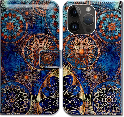 Vista 14 de Bcov Funda para iPhone 15 Pro Max, funda de piel con tapa y soporte para tarjeta y soporte para iPhone 15 Pro Max