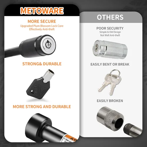 Vista 4 de METOWARE Bloqueo de enganche de remolque para receptor de enganche para remolque se adapta a receptor de clase III IV y receptor de 2 a 3-1/2