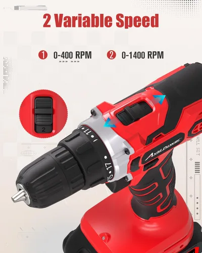 Vista 5 de AVID POWER Kit de taladro eléctrico máximo de 20 V, juego de taladro inalámbrico con batería y cargador, 2 velocidades variables, portabrocas sin