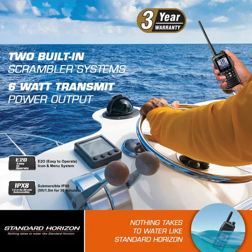 Vista 4 de STANDARD HORIZON HX890BK VHF-HH, 6 vatios, con GPS y FM RCVR