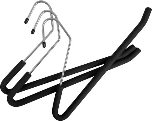 Vista 7 de Perchas para pantalones de extremo abierto, paquete de 10 perchas acolchadas de espuma antideslizante para pantalones que ahorran espacio