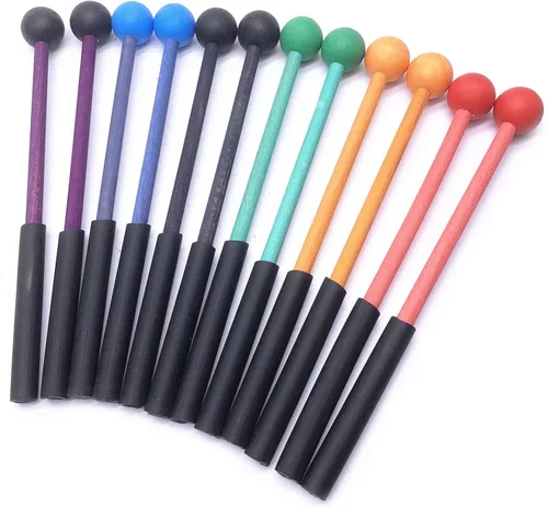 Vista 5 de 1 par de palitos de xilófono de goma de 9 pulgadas, mazos de percusión para Glockenspiel, xilófono, timbre, madera y campanas (rojo)