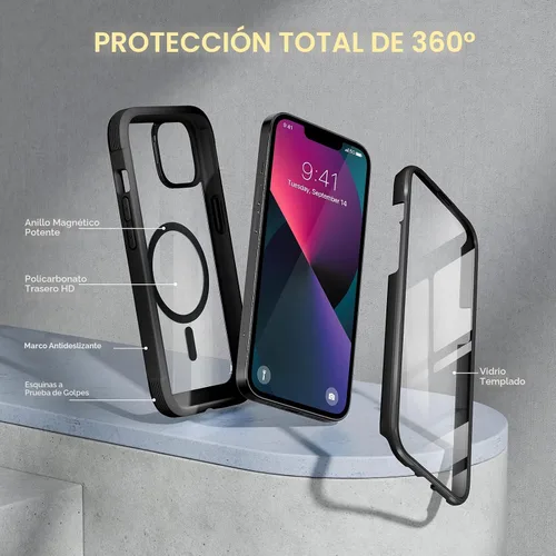 Vista 3 de Miracase - Funda para iPhone SE de 3ª/2ª generación 2022 2020 de cuerpo completo con protector de pantalla de vidrio integrado, resistente Negro
