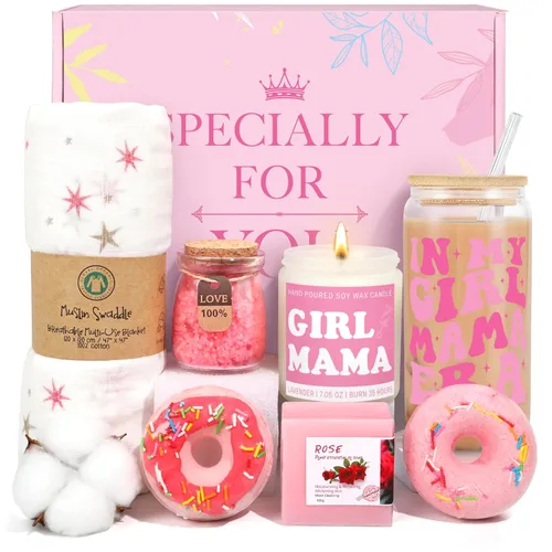 iAOVUEBY Regalos para mamá y cesta de regalo para bebé, regalos de baby shower para futura mamá, regalos posparto para madres, paquete de cuidado