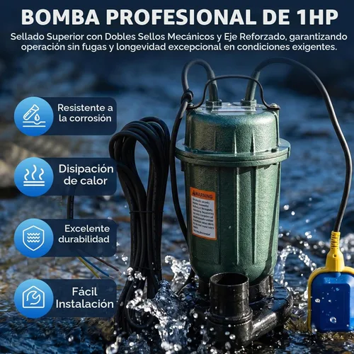 Vista 2 de 1HP Submersible Sewage Pump 4000 GPH 2" Discharge w/66ft Hose