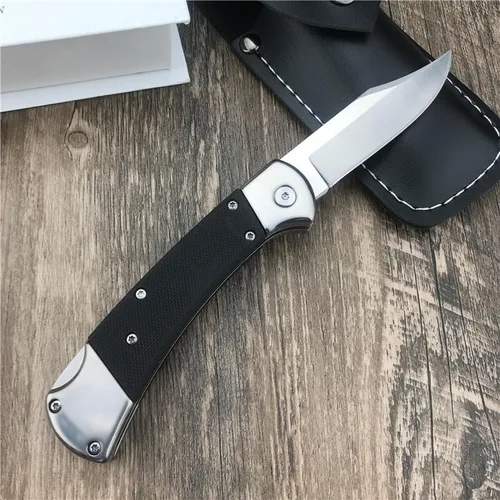 Vista 6 de Hoja de punta de clip 440C de 3 pulgadas, mango negro G10, navaja plegable con bloqueo trasero, herramienta EDC para camping, cuchillo de bolsillo