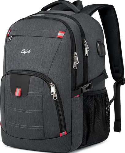 Vista 13 de Mochila para portátil de 17.3 pulgadas, mochila grande para computadora con puerto de carga USB, mochila resistente al agua y resistente