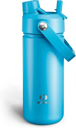 Vista 117 de Botella de agua aislada para niños con popote, botella de agua de acero inoxidable de 12 onzas con boquilla doble, a prueba de fugas, sin BPA, al