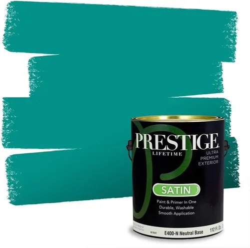 Vista 37 de Prestige Paints. - Base y pintura para exteriores en un solo galón, 1 galón. plano, comparable con Sherwin Williams Topsail.