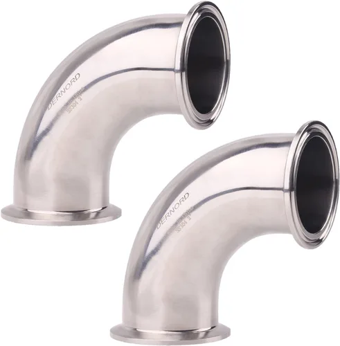 Vista 15 de DERNORD Paquete de 2 tubos de 1 "OD codo de 90 grados de montaje de tubería sanitaria SS304 Tri Clamp 1.5 pulgadas