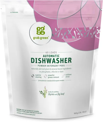 Vista 16 de Grab Green Cápsulas de detergente automático para lavavajillas, 24 unidades, aroma a hierba de limón mandarina, a base de plantas y minerales