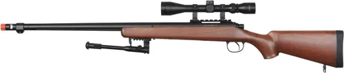 Vista 3 de Well MB03 - Rifle de francotirador Airsoft con alcance y bípode - Madera