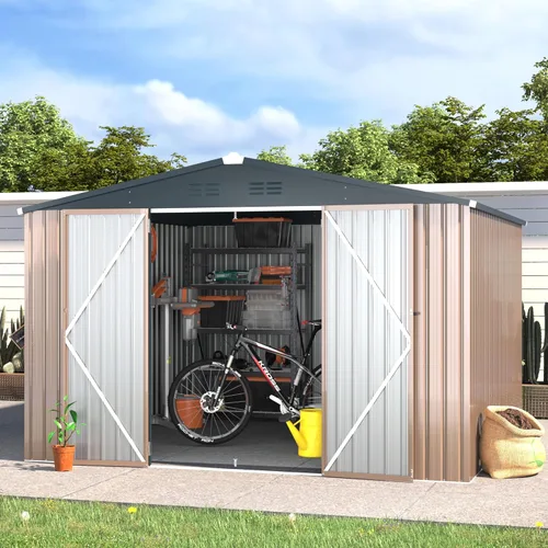 Vista 37 de AECOJOY Cobertizo de 5 x 3 pies, pequeños cobertizos de metal y espacio de almacenamiento al aire libre de 3 x 5 pies, pequeño cobertizo de metal