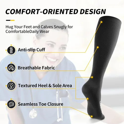 Vista 3 de CAMBIVO Compression Socks for Women and Men (3 Pairs), Compression Stockings 20-30mmHg for Running, Walking, All-Day Wear