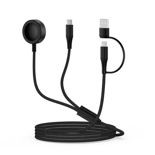 Magnetic Samsung Fast Charger Cord for Galaxy Watch 8 Classic/8/7/Ultra/6/6/5 Pro/5/4/3/FE/2/ 2in1 USB A & USB C Fast Charging Cord 6FT for Samsung
