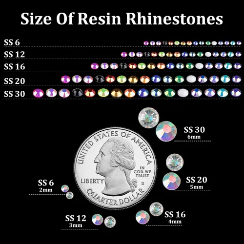 Vista 3 de 4000 diamantes de imitación de resina de 0.157 pulgadas a granel, transparentes AB con parte trasera plana, diamantes de imitación redondos