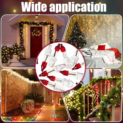 Vista 6 de Ganeen Bombillas de Reemplazo Navideñas Mini Bombillas Incandescentes de 3.5V Transparentes Intermitentes con Base para Luces