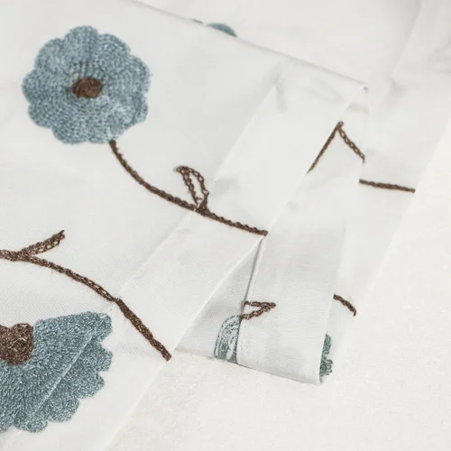 Vista 7 de VOGOL Cenefas de cortina bordadas con estampado floral azul, estilo campestre, con bolsillo para barra, para dormitorio, cortinas cómodas y suaves