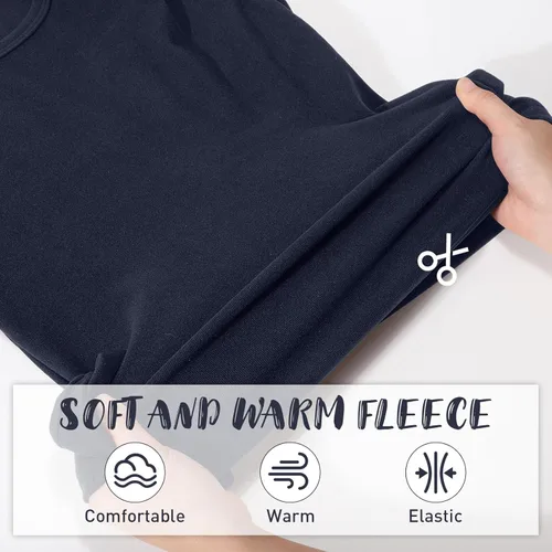 Vista 2 de 3 piezas de camisetas térmicas sin mangas para mujer, ropa interior de forro polar, suave, sin mangas, chaleco de capa base cálida