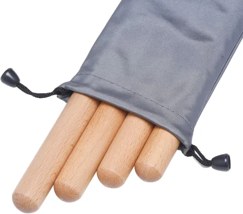 Vista 3 de 8 pares (16 paquetes) Instrumento de percusión musical de clavos de madera clásica, palos de ritmo de madera natural de 8 pulgadas con 2 bolsas